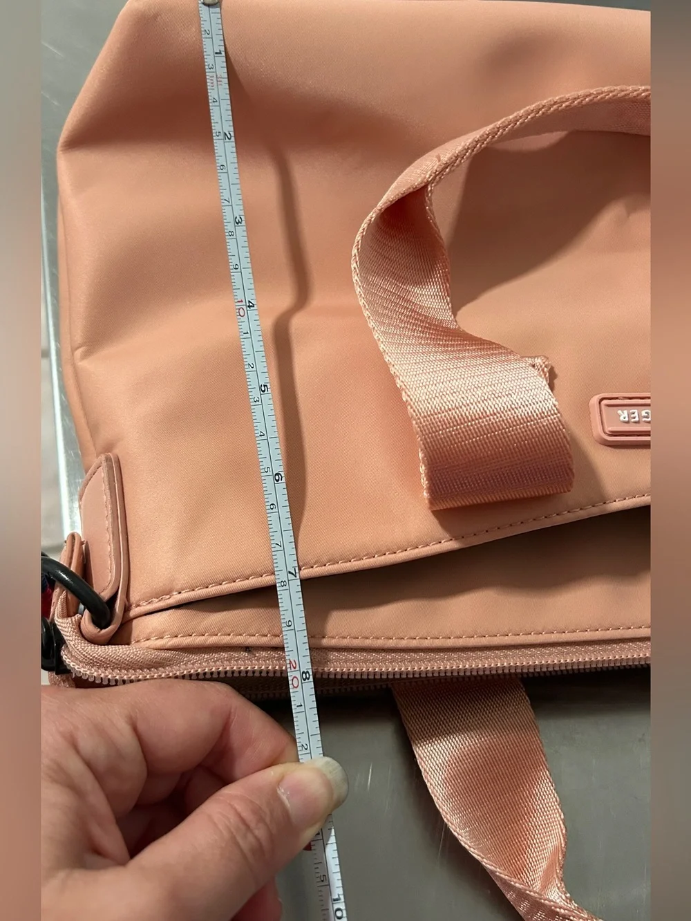 Tommy Hilfiger Pink Nylon Crossbody Tote Bag Stripe Strap Everyday Purse